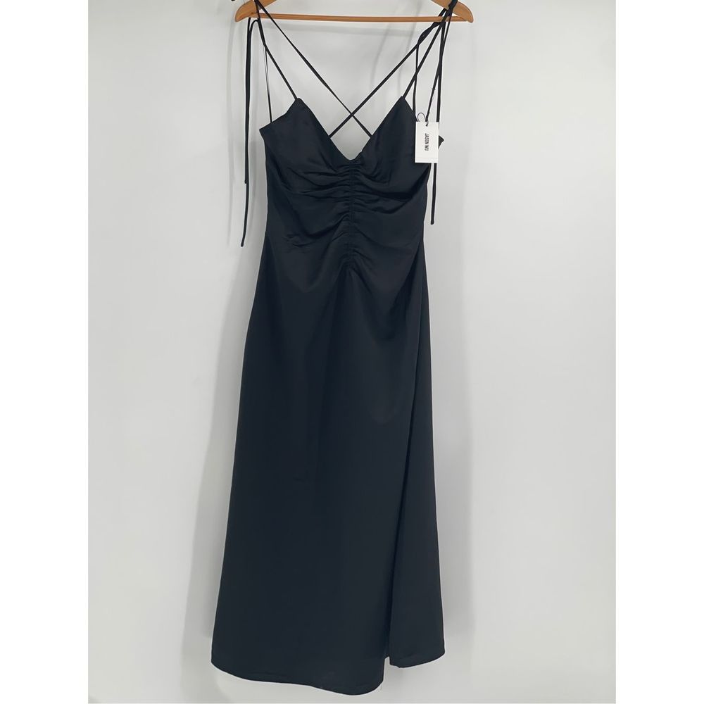 Jason Wu Slip Dress Satin Women Medium Black Sleeveless New MIDI Strappy